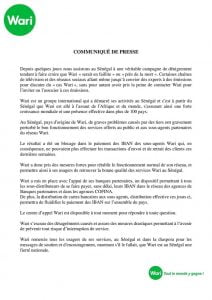 Communiqué de presse Wari