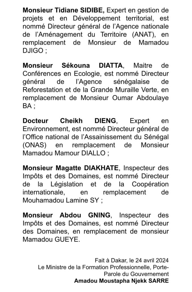 nomination des generaux